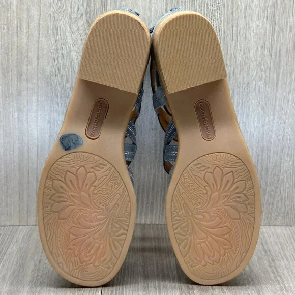 Comfortiva Sandals Women 8M Betha Open Front Stacked Heel Gladiator Leather Gray - Picture 10 of 14